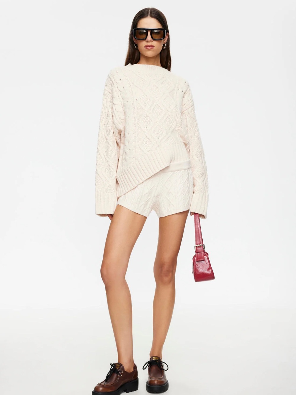 LIONESS | HOUSEWIFE KNIT SHORT | CREAM CABLE | 1W